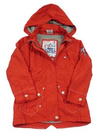 Červená šusťáková jarní parka s číslem a odepínací kapucí Topolino