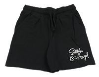 Černé teplákové kraťasy s nápisy - Stitch&Angel Disney