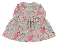 Šedé melírované teplákové šaty se srdíčky St. Bernard