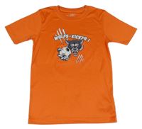 Tmavooranžové funkční sportovní tričko s vlkem a míčem a číslem James&Nicholson