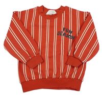 Červeno-smetanová pruhovaná oversize mikina s nápisy H&M
