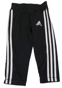 Černo-bílé capri funkční sportovní legíny Adidas