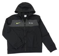 Černo-tmavošedá thermo propínací mikina s logem a kapucí Nike Air