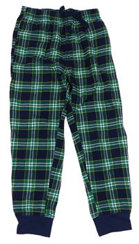 Tmavomodro-zeleno-bílo-žluté kostkované pyžamové kalhoty H&M