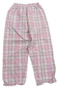 Růžovo-bílo-šedé kostkované plátěné kalhoty Matalan