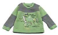 Zeleno-šedá mikina s dinosaury Orsolino