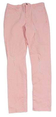 Růžové plátěné skinny kalhoty s prošoupáním Denim Co.