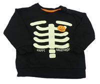 Černá mikina s kostrou a dýní