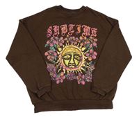 Hnědá mikina se sluncem a květy H&M