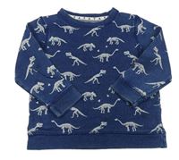 Modrá mikina riflového vzhledu s kostrami dinosaurů zn. Mothercare