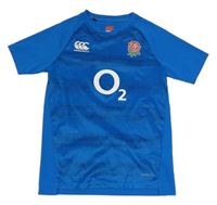 Modré vzorované sportovní funkční tričko s růží Canterbury