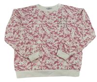 Bílo-starorůžová batikovaná mikina s nápisy zn. Primark