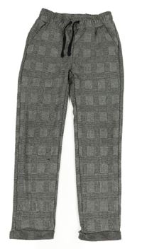 Šedo-černé kostkované teplákové chino kalhoty Zeeman