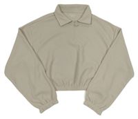 Šedá žebrovaná crop polo mikina Primark