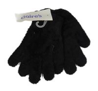 Nové - Černé chlupaté prstové rukavice zn. Claire's