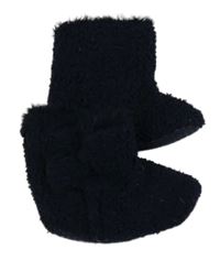 Tmavomodré huňaté zateplené válenky vel. 19