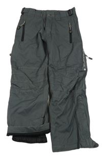 Tmavošedé šusťákové zateplené kalhoty