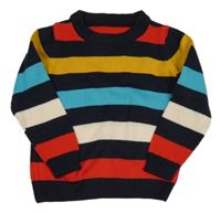 Tmavomodro-barevný pruhovaný svetr