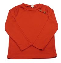 Červené žebrované triko s knoflíky