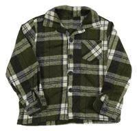 Khaki-bílo-černá kostkovaná košilová bunda Shein