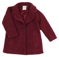 Vínový huňatý podšitý kabát Next