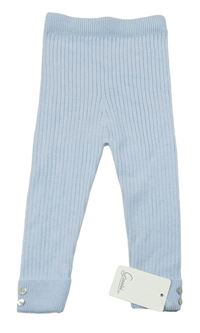 Nové - Světlemodré žebrované pletené tepláky