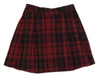 Tmavočerveno-černá kostkovaná vlněná sukně F&F