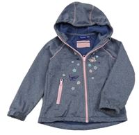 Tmavomodrá melírovaná softshellová bunda s motýly a kapucí Impidimpi