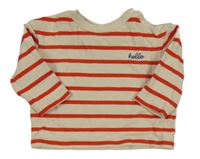 Béžovo-červená pruhovaná mikina s nápisem M&S