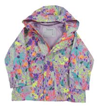 Lila-barevná květovaná šusťáková jarní bunda s kapucí Nutmeg