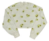 Smetanová crop mikina s avokády Shein