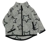 Šedá melírovaná fleecová propínací mikina s hvězdami St. Bernard