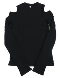 Černé žebrované triko s průstřihy