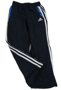 Tmavomodré sportovní tepláky s logem Adidas