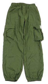 Khaki šusťákové cargo cuff kalhoty Shein