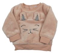 Růžová chlupatá mikina s kočkou Primark