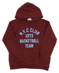 Vínová mikina s nápisem a kapucí H&M