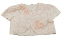 Bílo-růžové vzorované bolerko s květinami