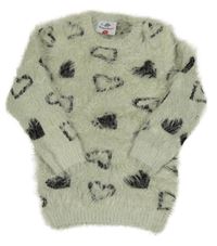 Světlešedá chlupatá svetrová tunika se srdíčky Topolino