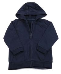 Tmavomodrá propínací mikina s kapucí s oušky George