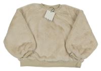 Nové - Béžová kožešinová podšitá mikina Zara