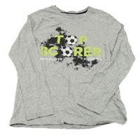 Šedé melírované triko s fotbalovými míči Peacocks