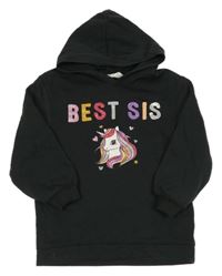 Černá mikina s jednorožcem a kapucí H&M