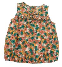 Růžovo-zeleno-oranžová květovaná halenka s volánem River Island