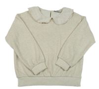 Béžová melírovaná mikina s límečkem s madeirou C&A