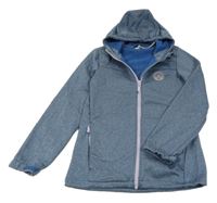 Tmavomodrá melírovaná softshellová funkční bunda s nášivkou a kapucí Active Touch