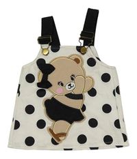 Bílé puntíkaté laclové šaty s medvědem