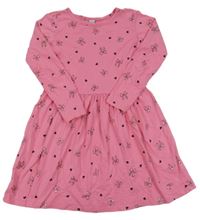 Růžové bavlněné šaty s mašlemi a srdíčky Dopodopo