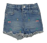 Modré riflové kraťasy s výšivkami Denim Co.