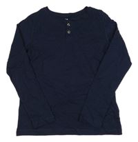 Tmavomodré triko s knoflíky H&M